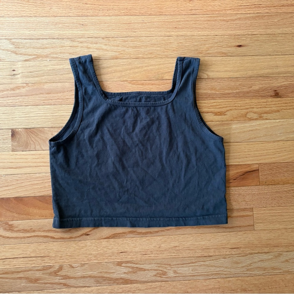 Los Angeles Apparel Dark Gray Square Neck Crop Top